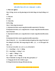 Đề thi giữa kì 2 Sinh học 11 Kết nối tri thức (Đề 2)