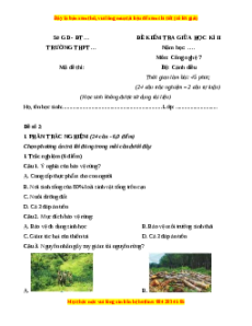 Đề thi giữa kì 2 Công nghệ 7 Cánh diều (Đề 2)