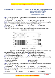 Đề thi thử Địa lí Sở Huế năm 2023