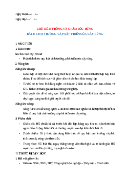 Giáo án Bài 4: Sinh trưởng và phát triển của cây rừng Công nghệ 12 Cánh diều