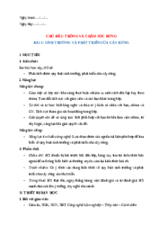 Giáo án Bài 4: Sinh trưởng và phát triển của cây rừng Công nghệ 12 Cánh diều