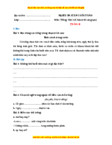 Bài tập cuối tuần Tiếng việt lớp 1 Tuần 30 Chân trời sáng tạo(có lời giải)