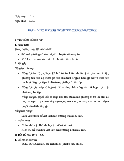 Giáo án Bài 14: Viết kịch bản chương trình máy tính Tin học lớp 5 Chân trời sáng tạo