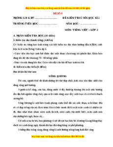 Đề thi cuối kì 2 Tiếng Việt lớp 3 Chân trời sáng tạo (Đề 9)