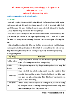 Đề cương ôn tập Giữa kì 2 Ngữ văn 9 Cánh diều