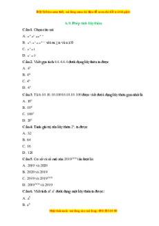 Trắc nghiệm Phép tính lũy thừa với số mũ tự nhiên Toán 6 Cánh diều