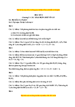 Đề kiểm tra Chương 1: Các loại hợp chất vô cơ Hóa học 9
