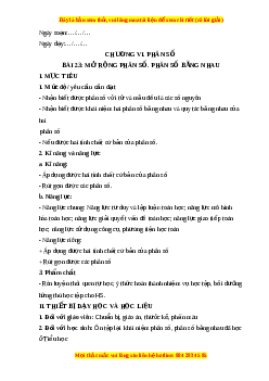 Giáo án Mở rộng phân số. Phân số bằng nhau Toán 6 Kết nối tri thức