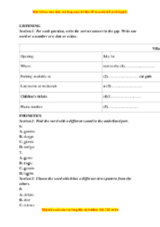 Đề thi cuối kì 1 Tiếng Anh 10 Friends Global (Đề 2 kèm file nghe)