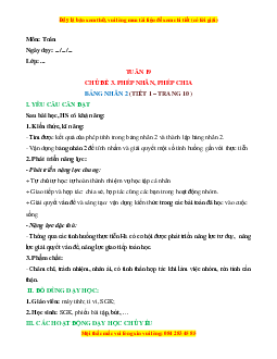 Giáo án Bảng nhân 2  Toán lớp 2 Cánh diều