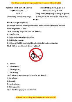 Đề thi giữa kì 1 KHTN 6 Kết nối tri thức (song song)- Đề 2