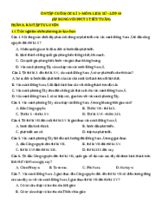 Bài tập ôn tập Cuối kì 1 Lịch sử 10 cấu trúc mới (2 tiết/tuần, chung 3 sách)