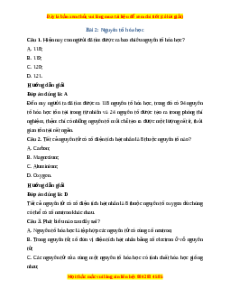 Trắc nghiệm Nguyên tố hóa học Hóa 10 Kết nối tri thức