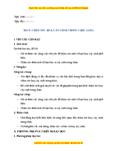 Giáo án Bài 6 Công nghệ lớp 4 Kết nối tri thức: Chăm sóc hoa, cây cảnh trong chậu