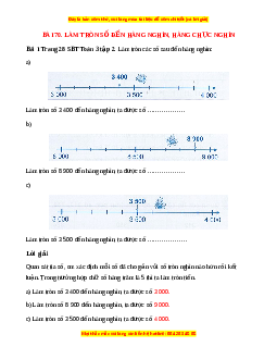 VBT Toán lớp 3 Bài 70 (Cánh diều): Làm tròn số đến hàng nghìn, hàng chục nghìn