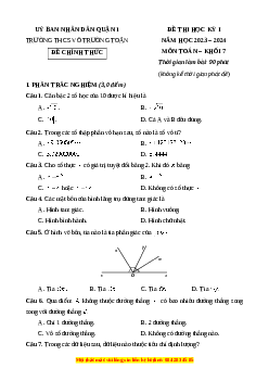 Đề thi cuối kì 1 Toán 7 trường THCS Võ Trường Toản TP Hồ Chí Minh