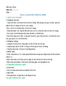 Giáo án Ki-lô-mét vuông Toán lớp 5 Cánh diều