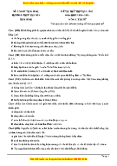 Đề thi thử Lịch Sử trường Chuyên Thái Bình lần 2 năm 2021