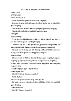 Giáo án Bài 4: Khách quan và công bằng Giáo dục công dân 9 Chân trời sáng tạo