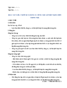 Giáo án Bài 4 Công nghệ 9 Lắp đặt mạng điện trong nhà Kết nối tri thức