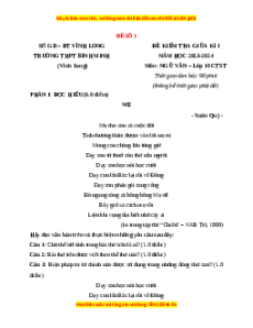 Đề thi giữa kì 1 Sở GD & ĐT Vĩnh Long Ngữ Văn 10 Chân trời sáng tạo (Đề 11)