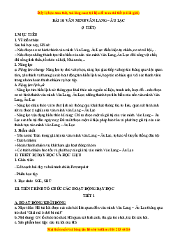 Giáo án Bài 10 Lịch sử 10 Cánh diều (2024): Văn minh Văn Lang - Âu Lạc