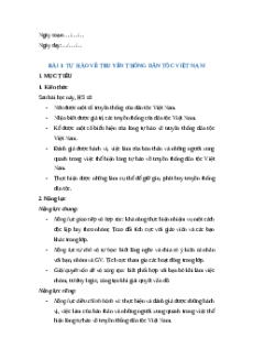 Giáo án Bài 1: Tự hào về truyền thống dân tộc Việt Nam GDCD 8 Kết nối tri thức