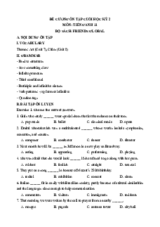 Đề cương ôn tập Cuối kì 2 Tiếng Anh 11 Friends global