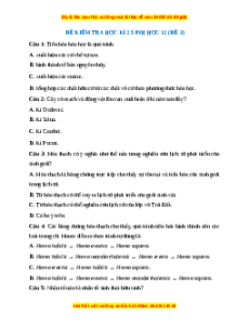 Đề thi cuối kì 2 Sinh học 12 (Đề 3)