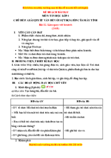 Giáo án Bài 12 Tin học lớp 4 Chân trời sáng tạo: Làm quen với Scratch