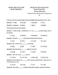 Đề thi giữa kì 2 Tiếng Anh 11 trường THPT Lê Quý Đôn