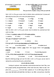 Đề thi vào 10 Tiếng Anh Tỉnh Lâm Đồng năm 2023-2024