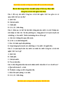 Trắc nghiệm Bài 18 KTPL 10 Kết nối tri thức: Nội dung cơ bản của Hiến pháp về bộ máy nhà nước Cộng hòa xã hội chủ nghĩa Việt Nam