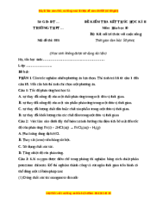 Đề thi Hóa học 10 Cuối kì 2 Kết nối tri thức cấu trúc mới (Đề 1)