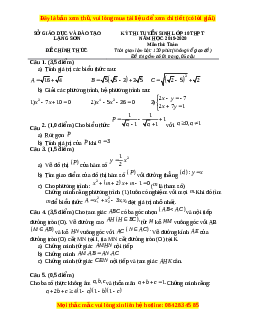 Đề thi vào 10 môn Toán tỉnh Lạng Sơn năm 2020