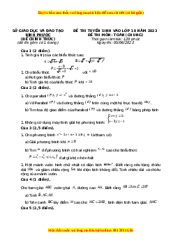 Đề thi vào 10 Toán Tỉnh Bình Phước năm 2023-2024