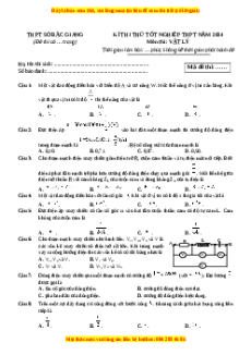 Đề thi thử tốt nghiệp Vật lí Sở Bắc Giang năm 2024
