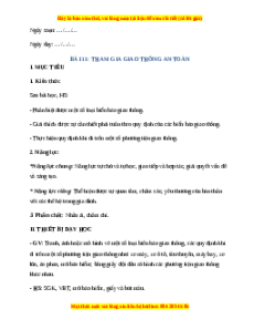 Giáo án Tham gia giao thông an toàn TNXH lớp 2 Chân trời sáng tạo