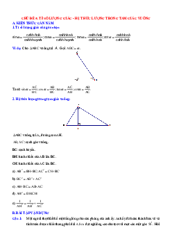 Chuyên đề 5. Hệ thức lượng trong tam giác