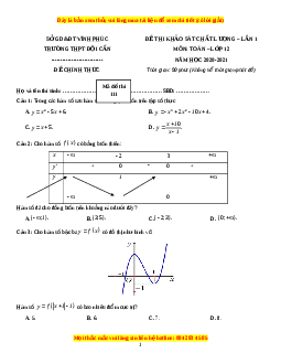 Đề thi thử Toán trường Đội Cấn năm 2021