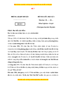 Đề thi giữa kì 1 Ngữ văn 8 Chân trời sáng tạo (đề 7)