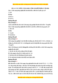 Trắc nghiệm Lịch sử 10 Bài 11 Chân trời sáng tạo: Các cuộc cách mạng công nghiệp thời kì cận đại