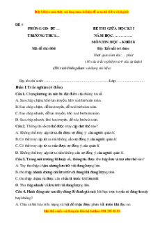 Đề thi giữa kì 1 Tin học 8 Kết nối tri thức (đề 4)