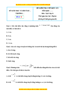 Đề thi cuối kì 1 Vật lí 11 Chân trời sáng tạo - Đề 2