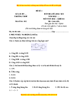 Đề thi giữa kì 1 Tin học 11 Cánh diều (đề 2)