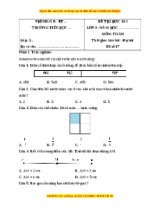Đề thi cuối kì 1 Toán lớp 3 Kết nối tri thức - Đề 17