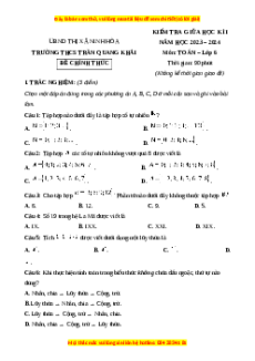 Đề thi giữa kì 1 Toán 6 Cánh diều trường THCS Trần Quang Khải - Khánh Hòa