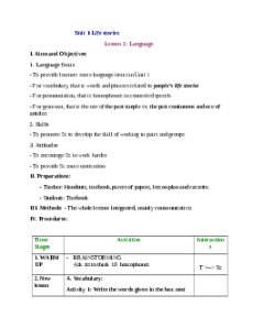 Giáo án Unit 1: Life stories Tiếng Anh 12 (mới CV 5512)