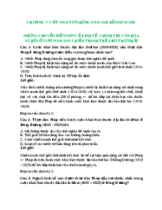 Trắc nghiệm Chương 7: Việt Nam từ những năm 1919-1930 Lịch sử 12