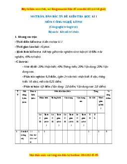 Đề thi Công nghệ 10 cuối kì 1 Kết nối tri thức (Công nghệ trồng trọt) - Đề 1